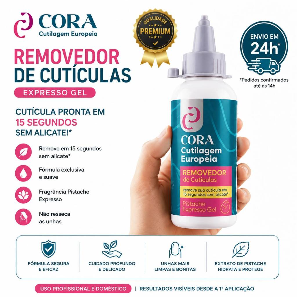 Removedor de Cutículas Gel Cora 100ml Remove em 15 segundos sem alicate ...