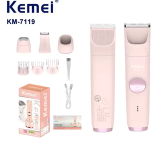 Kemei KM-7119 Trimmer Feminino Aparador 3 em 1 com Base e um Lâmina em Cerâmica PRO 5W 6500RPM