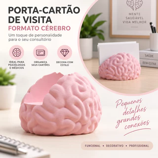 Porta Cartão de Visita Cérebro | Expositor Escritório Consultório de Psicologia Clínica Psiquiatra