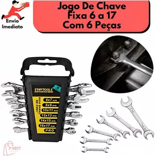 Jogo De Chave Fixa 6 À 17mm De Boca 6 Peças Aço Carbono Ferramenta Eficiente Para Seus Serviços