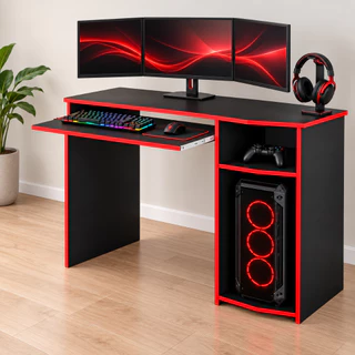 Mesa Gamer Escrivaninha 90cm para Computador PC Notebook com Bandeja Retrátil Suporte CPU