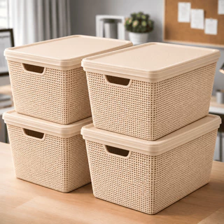 Kit 4 Caixas Organizadoras 22 Litros Banheiro Cozinha Com Tampa em Promoção