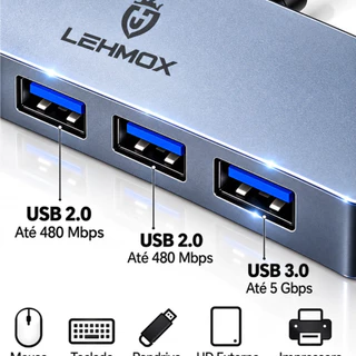 Hub USB-C Type-C 8 em 1 USB 3.0 Leitor SD TF Áudio 3.5mm Adaptador para MacBook Notebook PC Laptop Mouse Teclado