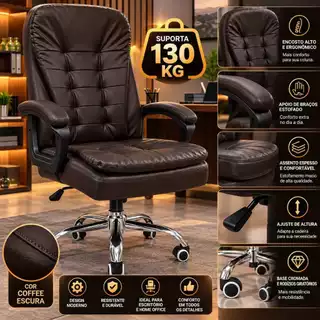 Cadeira presidente escritório home office couro sintético M005 com controle 7pontos de massagem