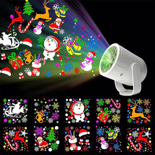 Projetor Natalino Refletor Luzes De Natal 16 Desenhos 3D Laser Decorativo Bivolt Portátil Para Decoração Festa E Quarto