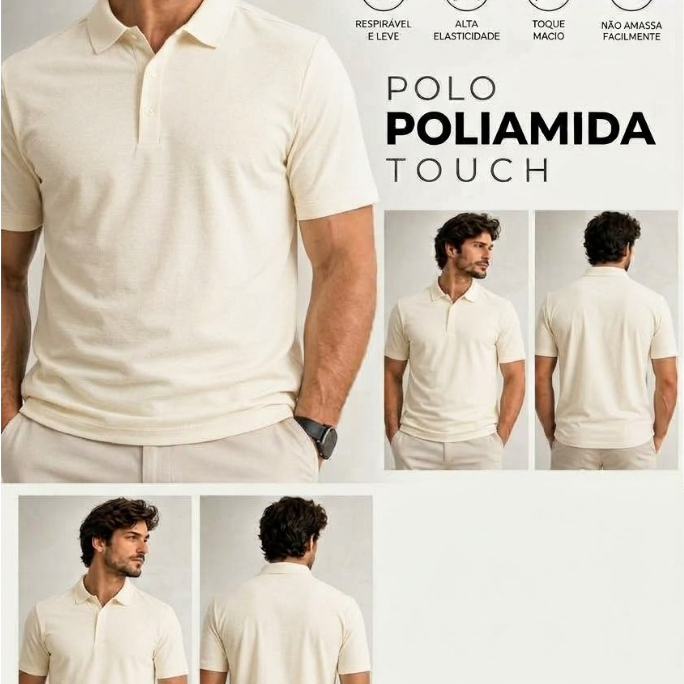 Camiseta Polo Tecnológica Leve Dry Slim Fit Masculina Casual Tecido Gelado Corte Laser