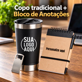 Kit Copo + Caderneta Bloco de Notas Personalizado para Presente