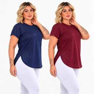 Kit 2 Blusas Feminina Academia Dry Fit Antiodor Com Proteção UV