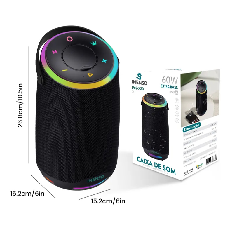 その他 M IRA I SPEAKER Caixa de Som 60W Bluetooth Portátil Potente Imenso IMS-X30A