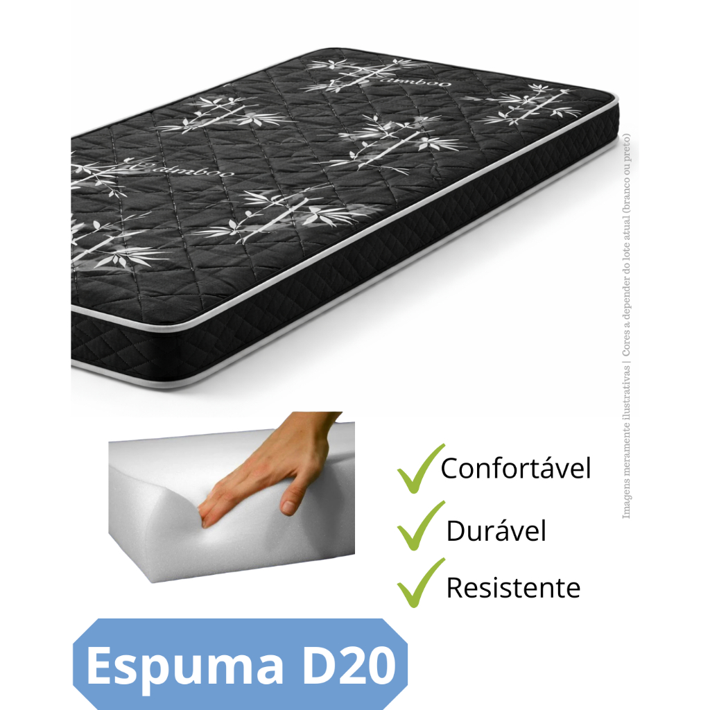 COLCHÃO SOLTEIRO KINGSTON (188x88) ESPUMA D20 alt.10 - PRETO