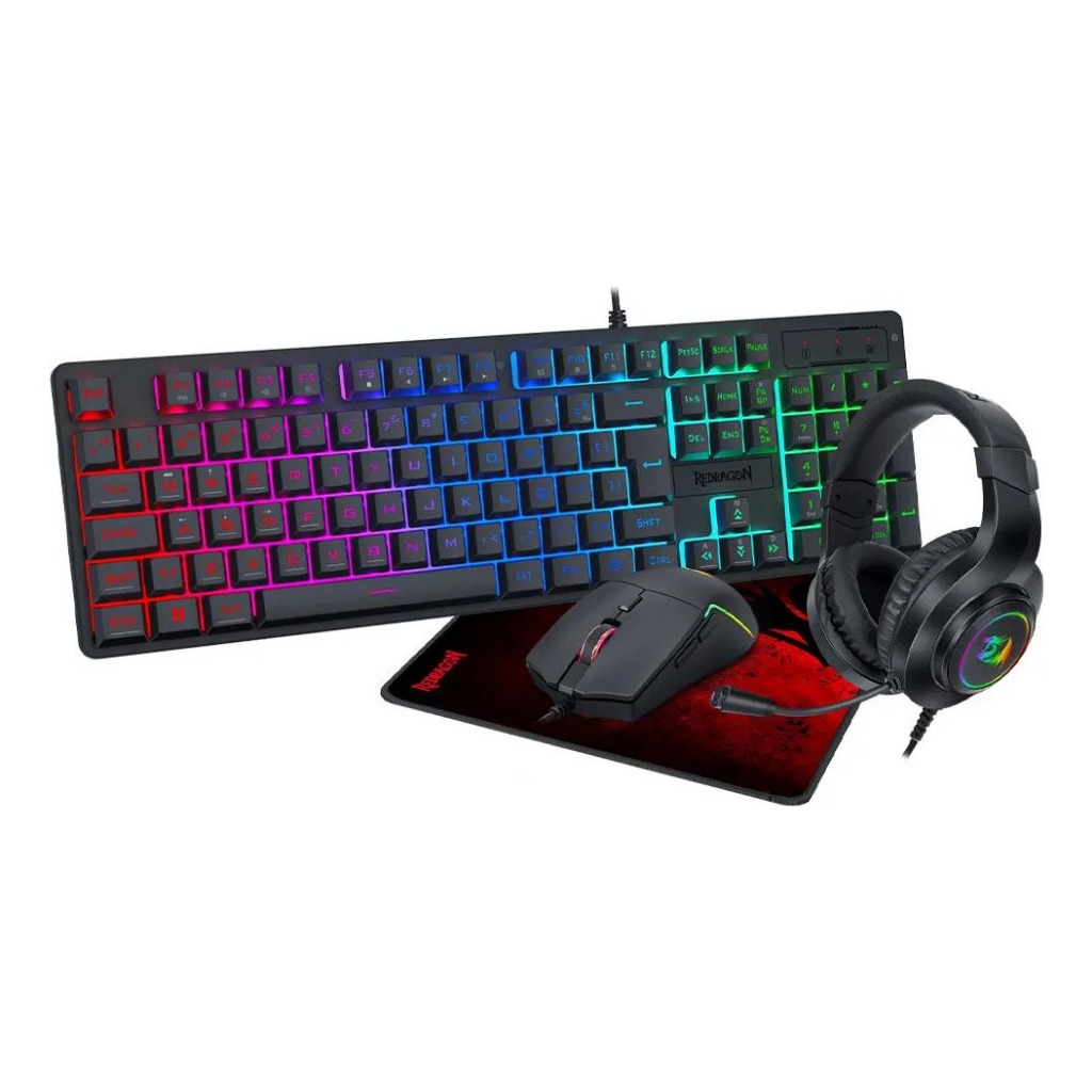 Kit Gamer Redragon Gaming Essentials S166 RGB 4-em-1 Teclado Membrana ...
