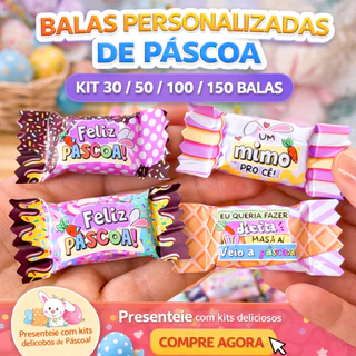 Lembrancinhas de Páscoa Personalizadas 30, 50 ou 100 Unidades | Balas para eventos Festas e empresas em Oferta na Shopee