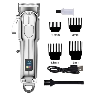 Máquina de cortar cabelo elétrica com visor digital, essencial para homens estilosos para trás profissional