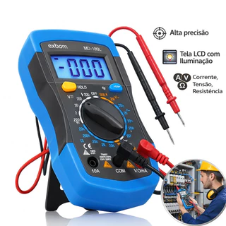 Multimetro Digital Profissional Sem Bipe e Com Bipe Dígitos Voltimetro Iluminado Com Bateria e Ponta