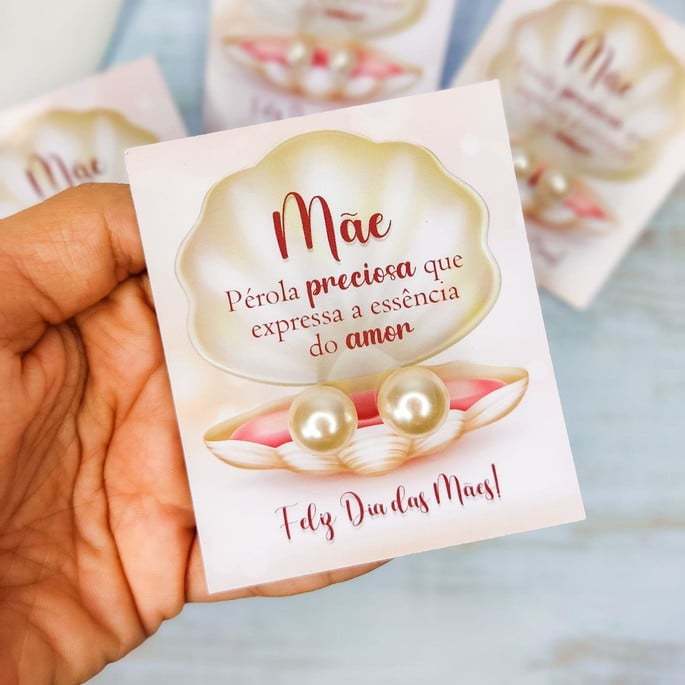 Lembrancinha Dia das Mães com  Brinco Pérola | Cartão Decorativo Delicado e Criativo em Oferta na Shopee