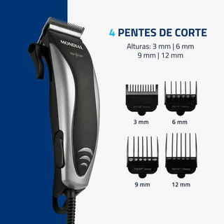 Máquina De Cortar Cabelo Mondial Hair Stylo CR-02 Original Com Kit 8 Acessórios Profissional 110V