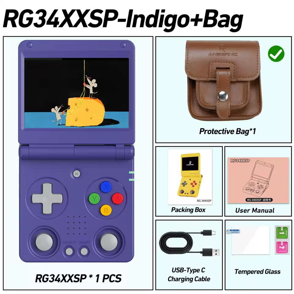 【美品】【即日発送】Anbernic RG34XXSP インディゴ ANBERNIC RG34XXSP Flip Console de Jogos Portátil Tela IPS 3.4