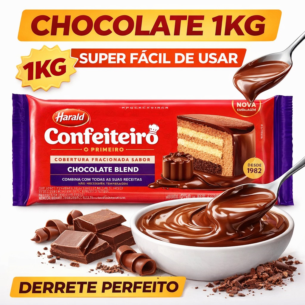 Cobertura Chocolate Blend Harald 1,01kg Fracionada Para Conf