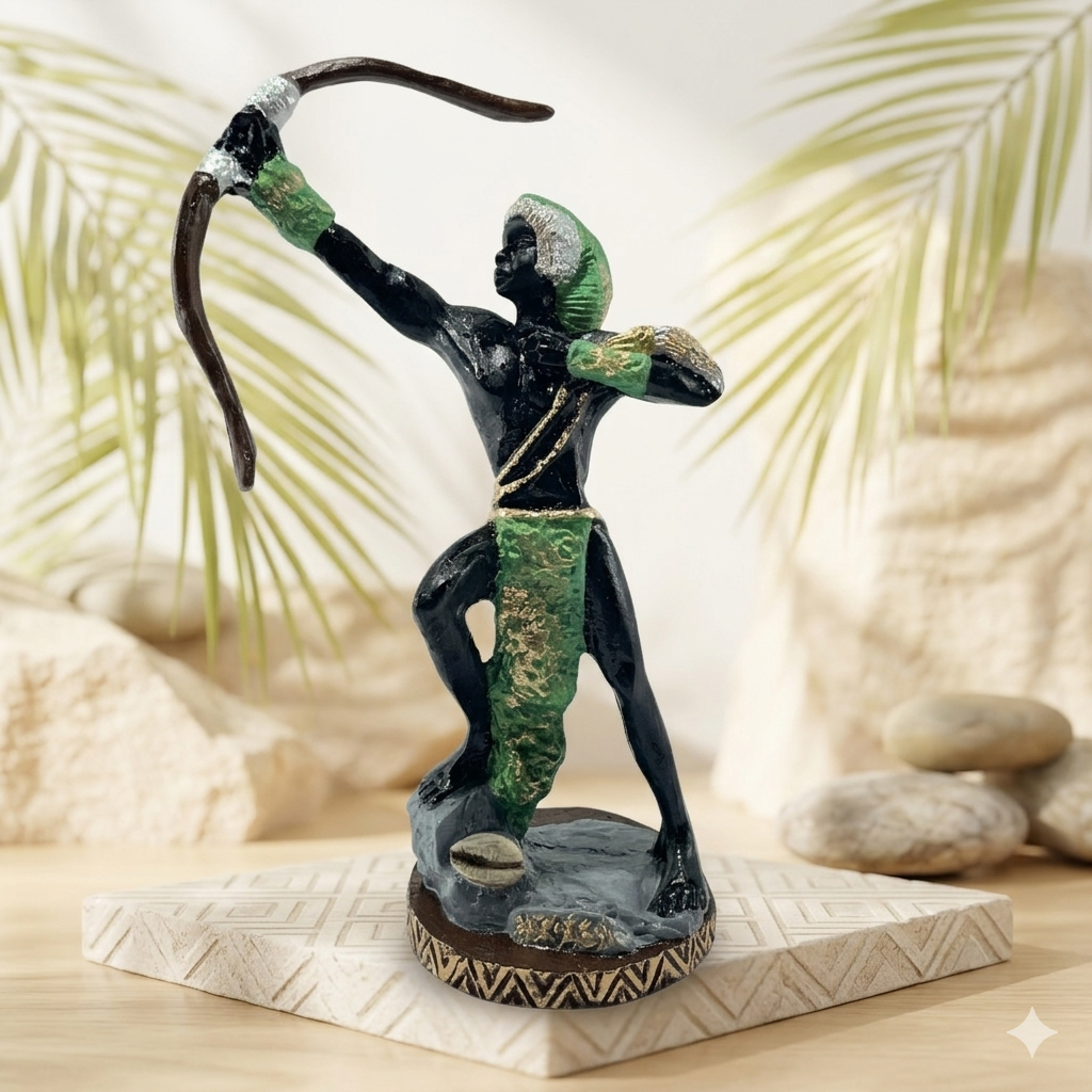 Imagem Orixá Oxóssi Verde 15cm Resina Estatueta Religiosa Umbanda ...