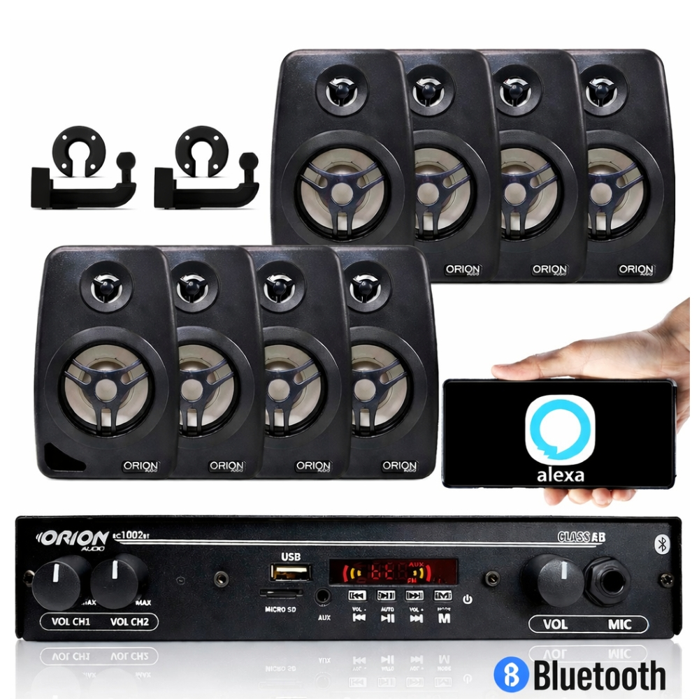 Kit Som Ambiente Orion Bluetooth Amplificador RC1002BT + 8 Caixas