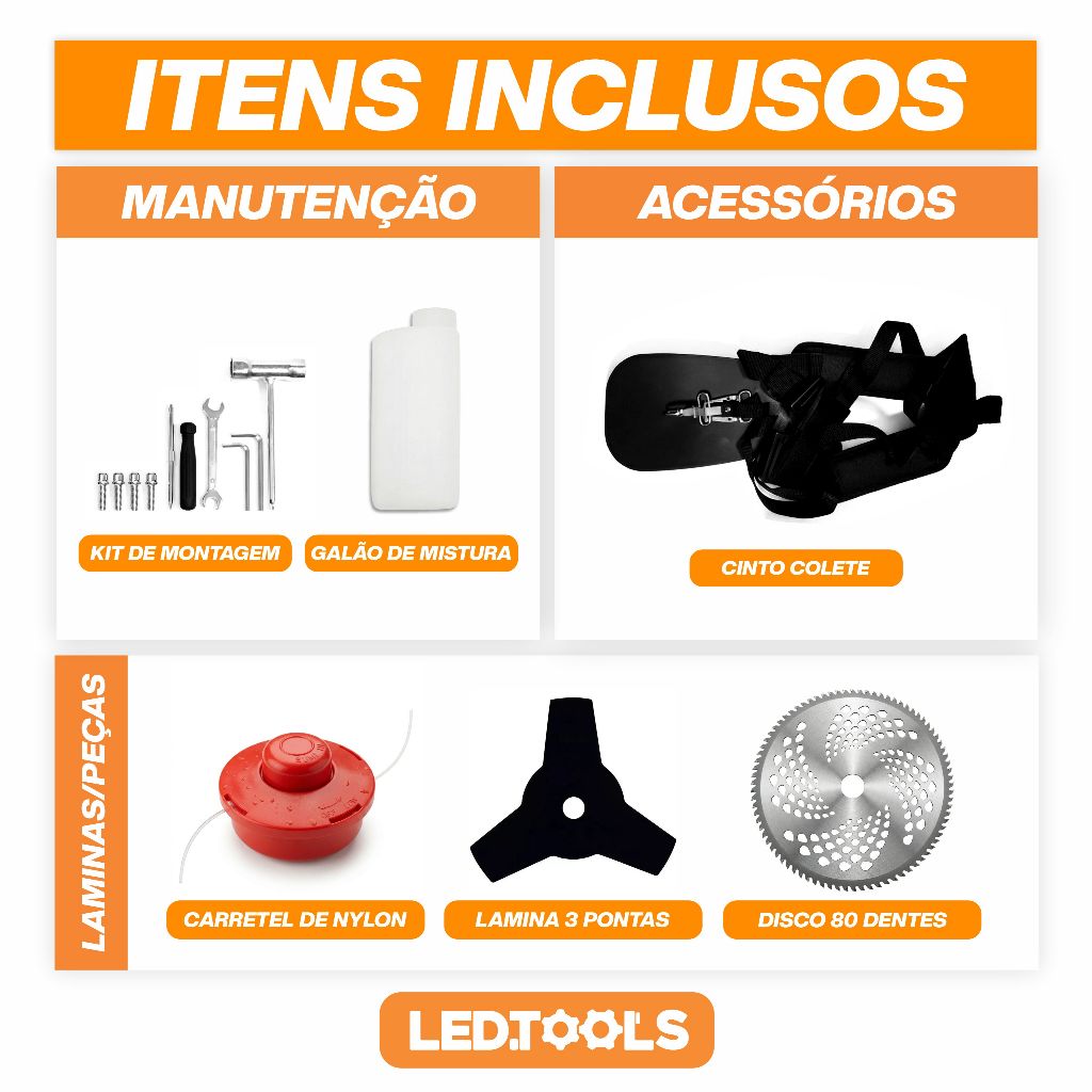 Roçadeira Nakasaki 4 Tempos 3hp 63cc Ohc A Gasolina Profissional