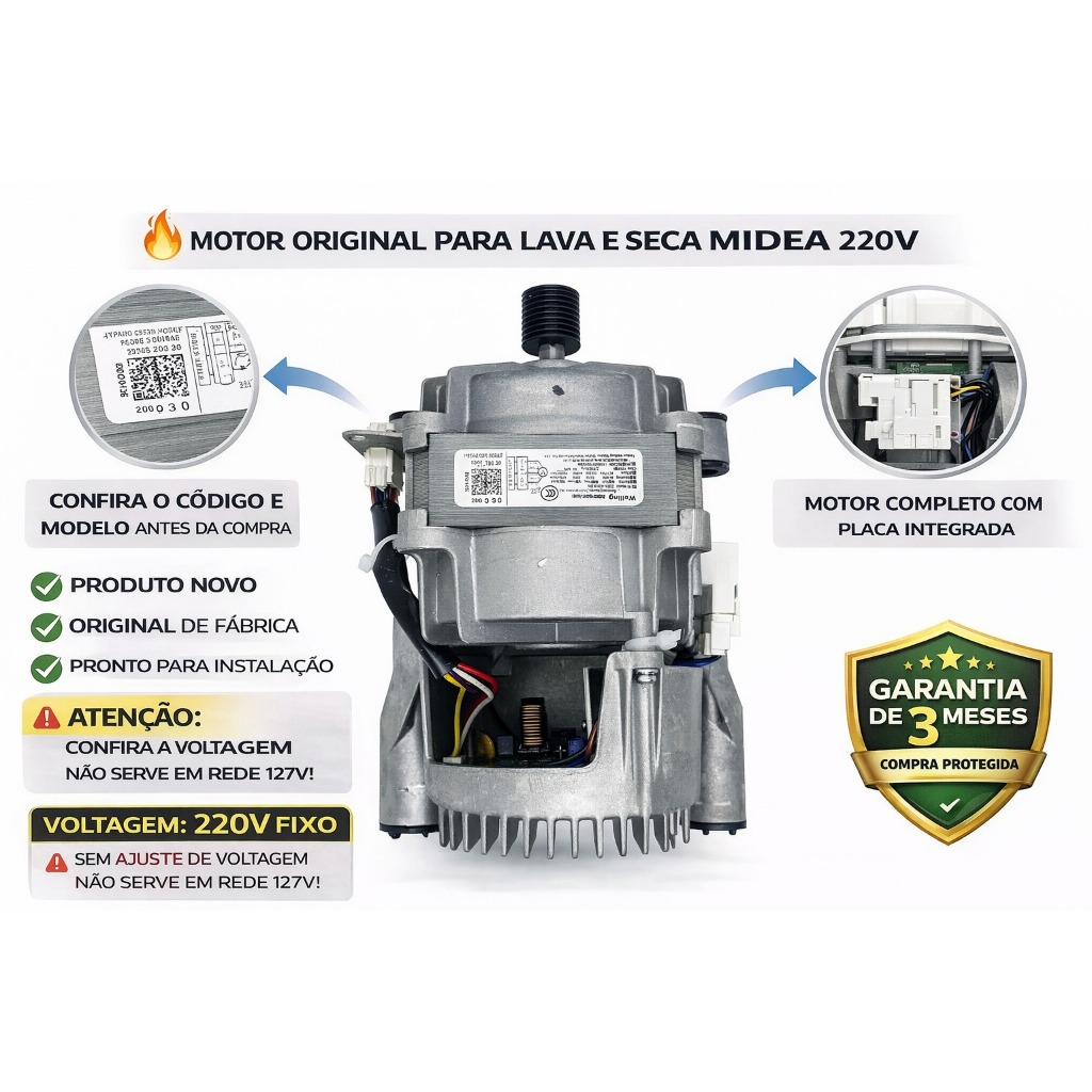 MOTOR ELETRICO LAVA E SECA ZXGN-420-8-84L 11002015013288 - MIDEA