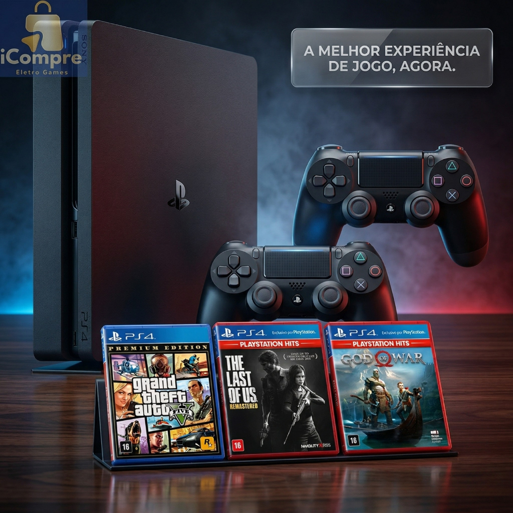 PS4 slim プレイステーション4 PlayStation 4 Slim 1TB - Experiência de Jogos Imersiva