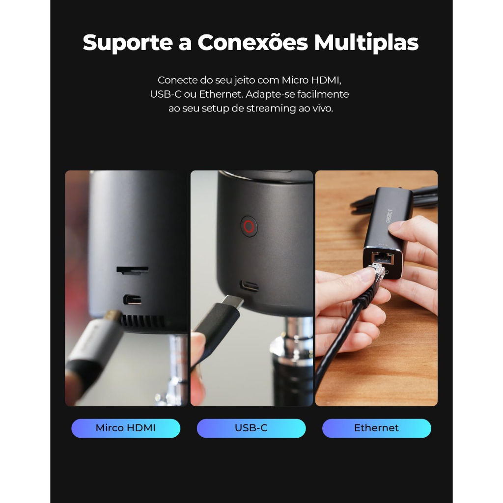 OBSBOT Tail Air 4k Webcam 60fps Ai Tracking Câmera Adequado para