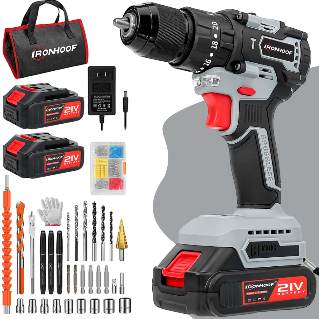 Furadeira E Parafusadeira De Impacto Brushless 21v 2 Bateria | Shopee ...