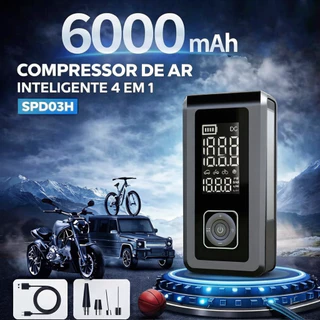 COMPRESSOR DE AR DIGITAL PORTÁTIL POWER BANK INFLADOR ELÉTRICO AUTOMÁTICO PARA CARRO MOTO BICICLETA