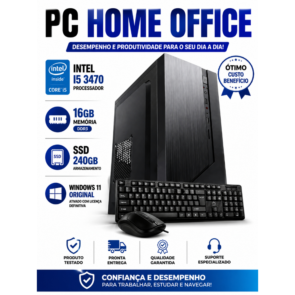 PC HOME OFFICE INTEL I5 3470-16GB - SSD 240GB - WINDOWS 11