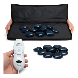 Kit 12 Pedras Quentes Vulcânicas Massagem + Bolsa Aquecedora Térmica 127v ou 220v