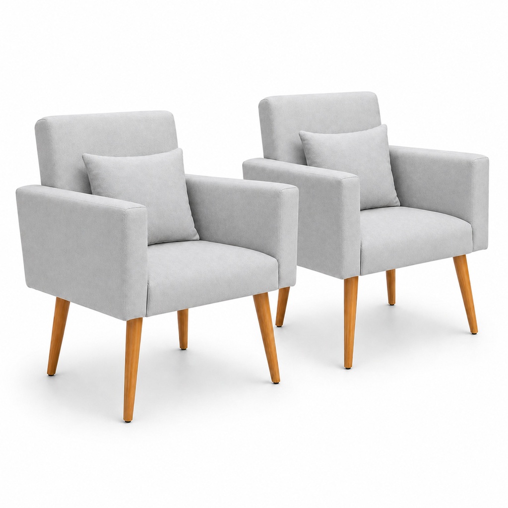 Kit 02 Poltronas para Sala Decorativa Nina com Almofada Pés Palito