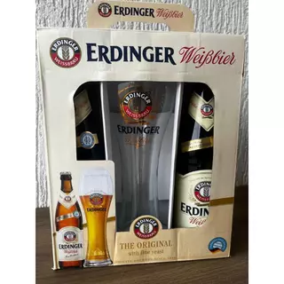 Kit Copo Erdinger Original + 2 Garrafas | Presente Cervejeiro Premium