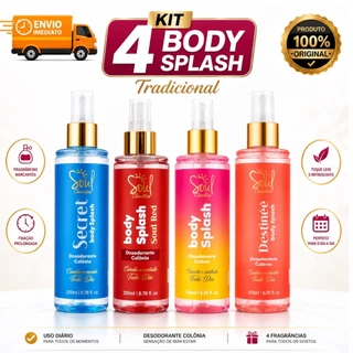 kit 4 BODY SPLASH FEMININO 200ML, PERFUME CORPORAL, ELEGANTE E MARCANTE, ENVIO IMEDIATO