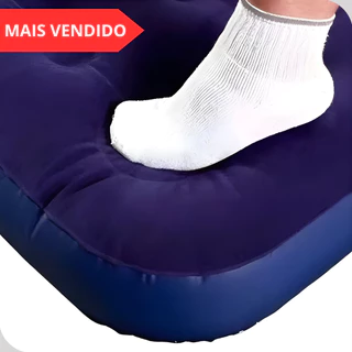 Colchão Inflável Solteiro Mor com Inflador Embutido Azul Colchão de Ar Resistente para Camping Viagem e Visitas