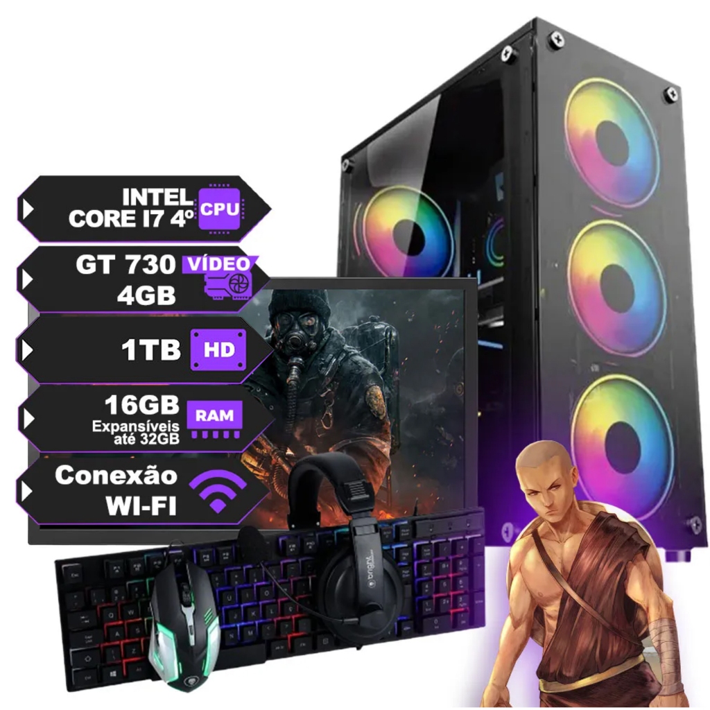 Pc Gamer Completo Intel I7 de 4º 4770 c/ Placa Vídeo GT730 4gb