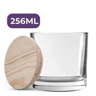 Kit Copos De Vidro Whisky P/ Velas 265ml C/ Tampas De Madeira