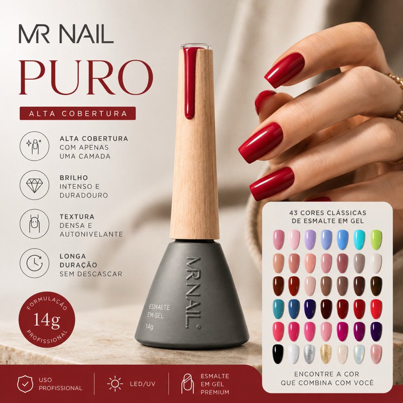 Esmalte em Gel MR NAIL 14g UV/LED Alta Cobertura Profissional 43 Cores Premium | Shopee Brasil