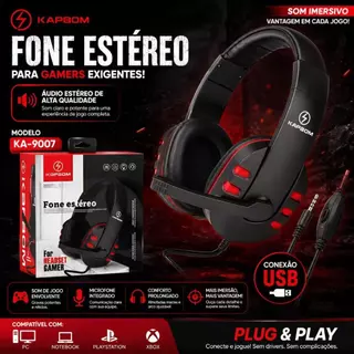Fone Headset Gamer com Fio e Microfone Estéreo LED Ajustável Conexão USB OU P2 Para PC Notebook game