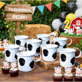 KIT 20 Canecas MINI 150ML C/ Mancha Vaca