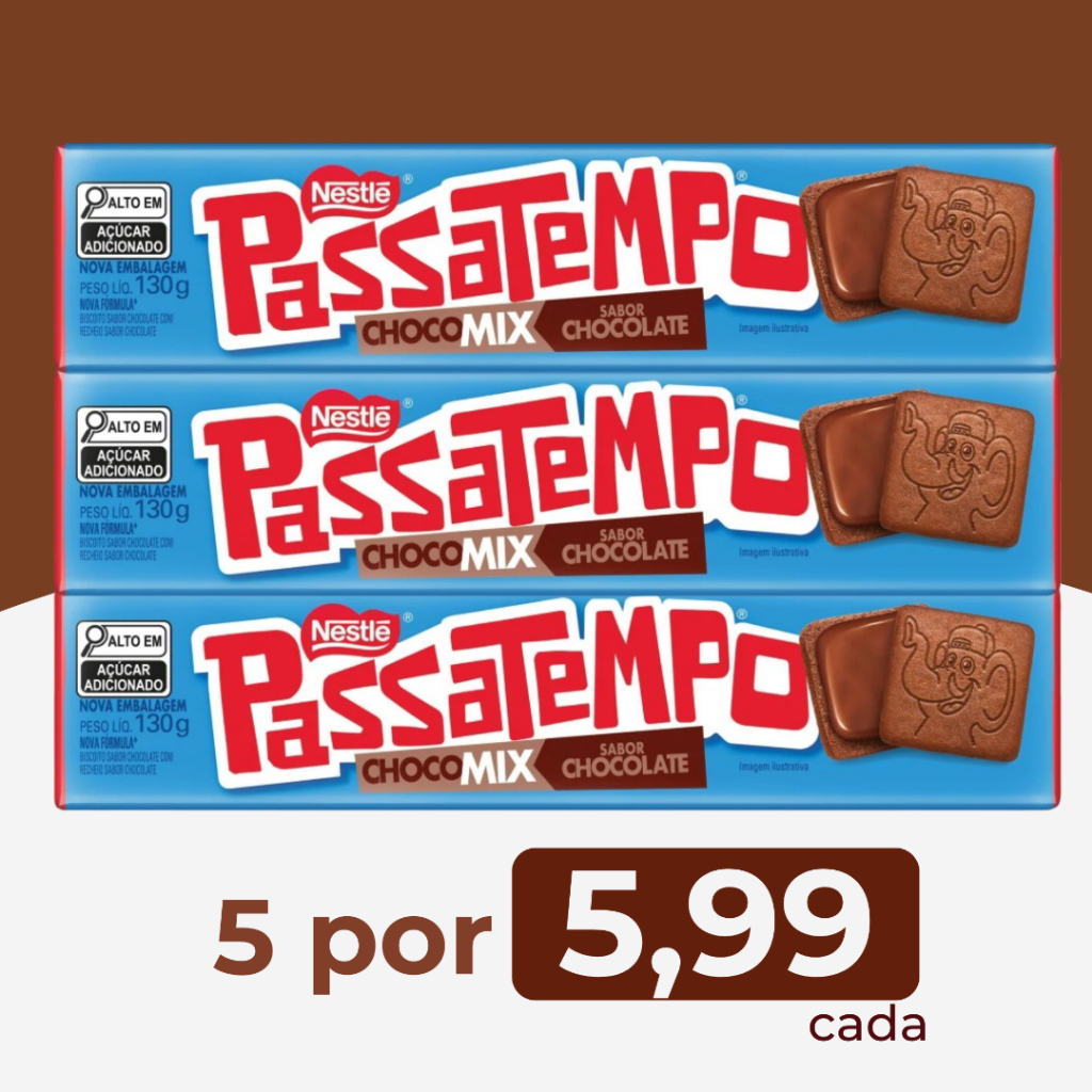 Biscoito Recheado Chocomix Chocolate Nestlé 130g Passatempo | Shopee Brasil