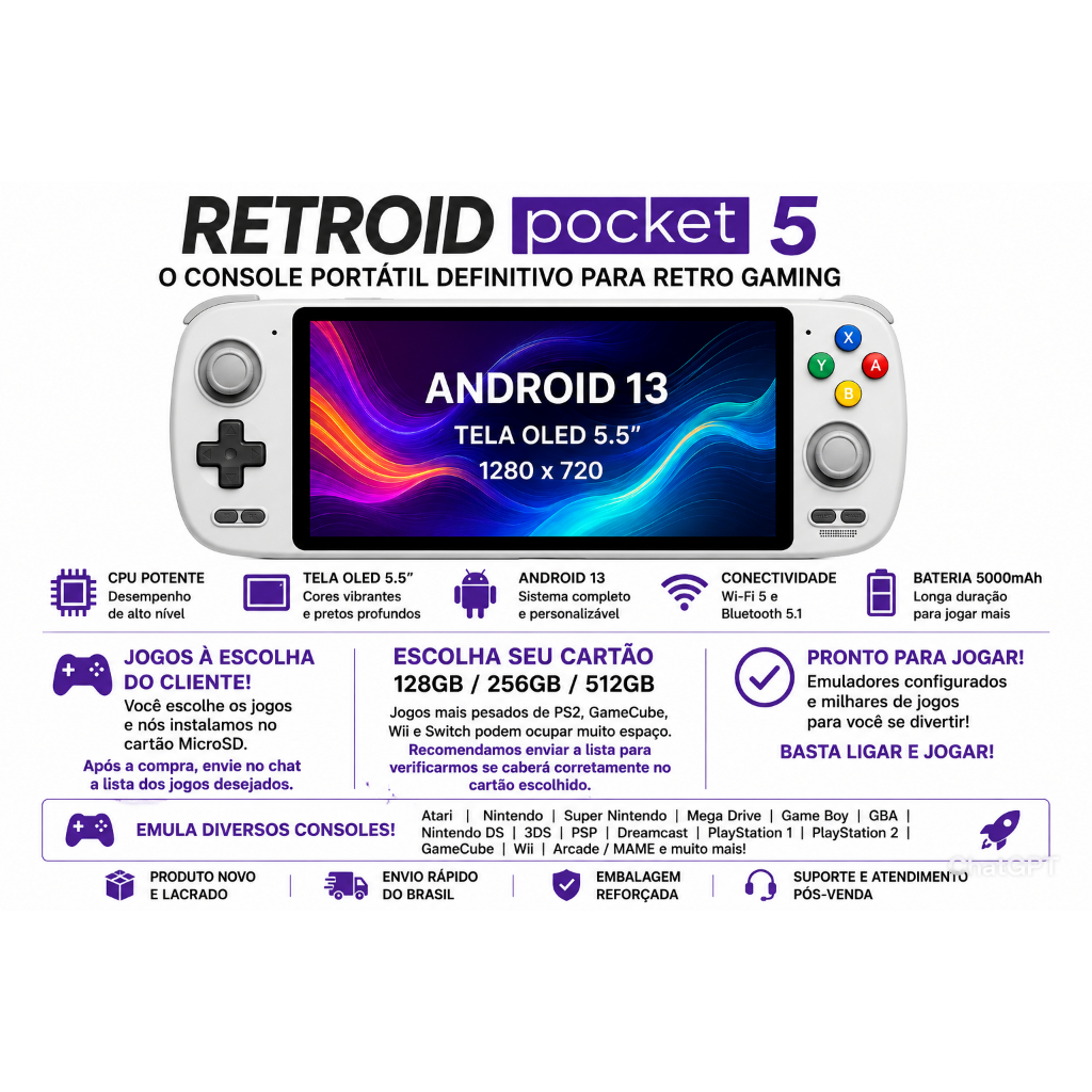 Retroid Pocket 5 + Jogos à sua escolha | Shopee Brasil