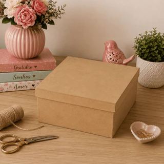 Caixa Tampa De Sapato 25X25X10 Presente organizadora Mdf crú