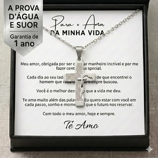 Corrente Masculina Prateada Presente Marido ou Namorado NÃO ESCURECE - KIT PRESENTE