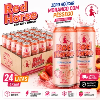 Red Horse Zero Açúcar Morango e Pêssego 473ml Pack 6 12 24 Latas Energético Original