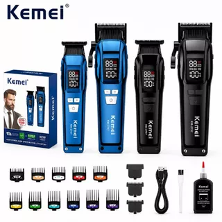 Kit Máquina de Cortar Cabelo + Máquina de Acabamento Profissional Kemei KM-2797 Original 9.000 RPM