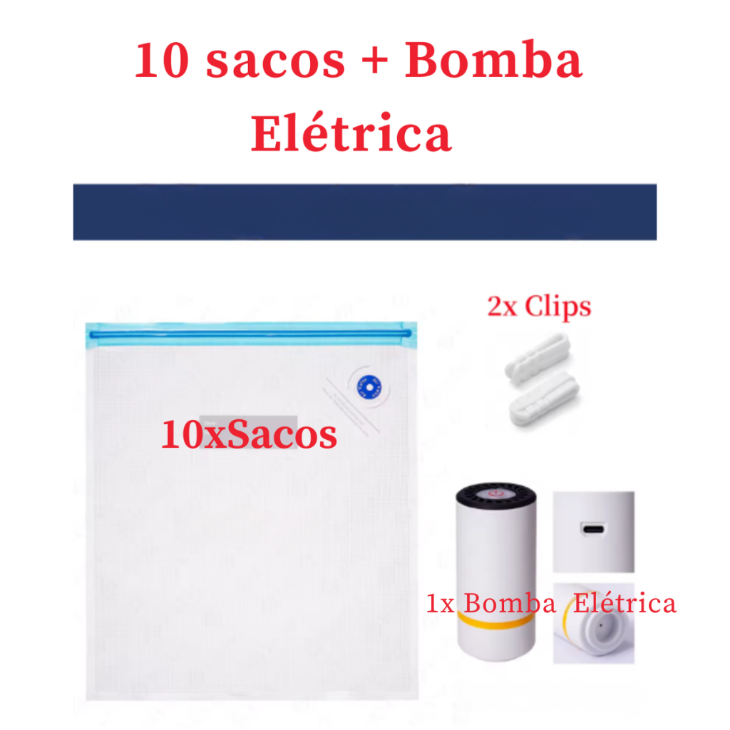 Kit 10 sacos a vácuo com bomba pra filamento 3D