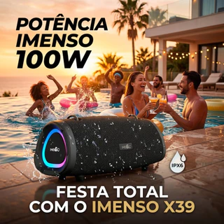 Caixa De Som Imenso X39 Potente 100w Bluetooth 5.3 Ipx6 Rgb 127/220v BIVOLT 12 Horas de Reprodução Bateria de 9000mAh