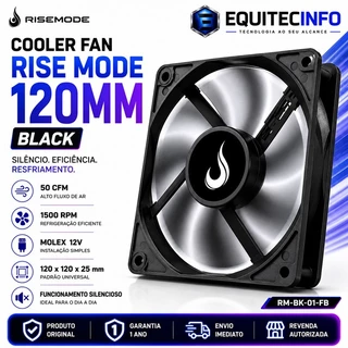Cooler Fan Rise Mode 120mm Preto 1500RPM 50CFM Molex 12V RM-BK-01-FB Original
